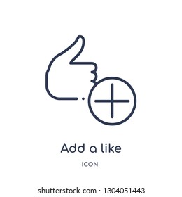 add a like icon from user interface outline collection. Thin line add a like icon isolated on white background.