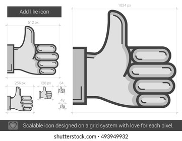 Add like vector line icon isolated on white background. Add like line icon for infographic, website or app. Scalable icon designed on a grid system.