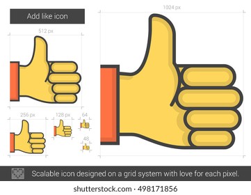 Add like vector line icon isolated on white background. Add like line icon for infographic, website or app. Scalable icon designed on a grid system.