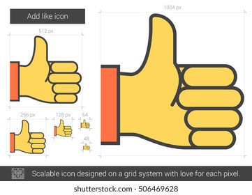 Add like vector line icon isolated on white background. Add like line icon for infographic, website or app. Scalable icon designed on a grid system.