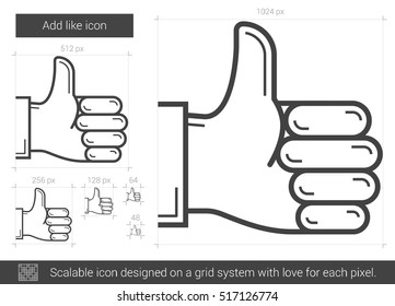 Add like vector line icon isolated on white background. Add like line icon for infographic, website or app. Scalable icon designed on a grid system.