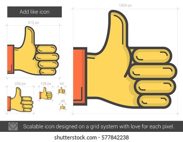 Add like vector line icon isolated on white background. Add like line icon for infographic, website or app. Scalable icon designed on a grid system.
