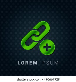 Add Link Bright Green chromium precious metallic 3D Icon / Logo Design