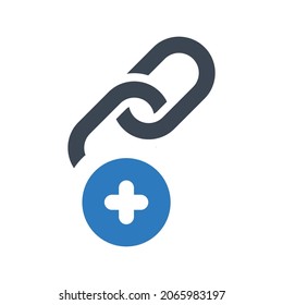 Add link icon.linked,plus (vector illustration)