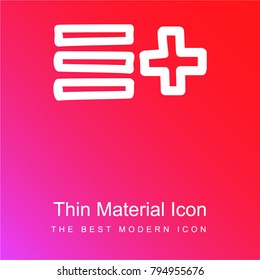 Add to list hand drawn interface symbol red and pink gradient material white icon minimal design