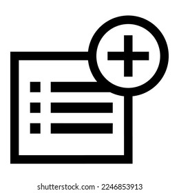 Add list icon line isolated on white background. Black flat thin icon on modern outline style. Linear symbol and editable stroke. Simple and pixel perfect stroke vector illustration.
