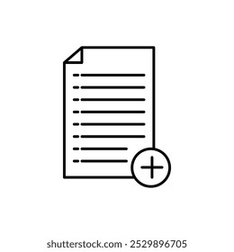 Add list line icon, Document with plus symbol linear illustration for web and app..eps