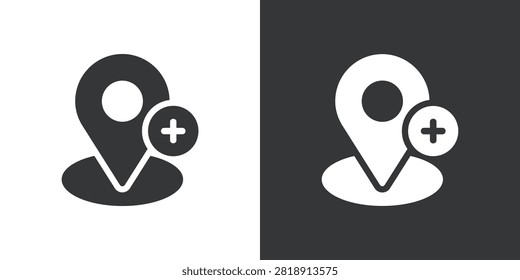 Add Location icon. Solid glyph series icon