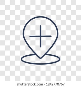 Add Location icon. Trendy linear Add Location logo concept on transparent background from Maps and Locations collection