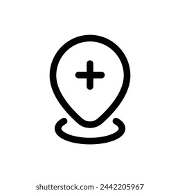 Add Location icon in trendy outline style isolated on white background. Add Location silhouette symbol for your website design, logo, app, UI. Vector illustration, EPS10.