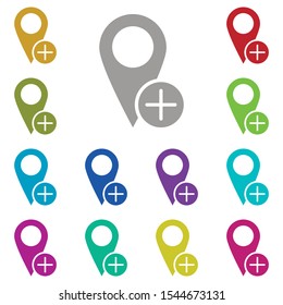 Add, location multi color icon. Simple glyph, flat vector of location icons for ui and ux, website or mobile application