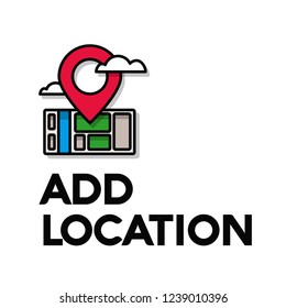 Add Location Pin with Map Vector Illustration
