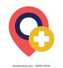 Adicionar pino de local com animação de sinal de adição no plano de fundo da tela verde