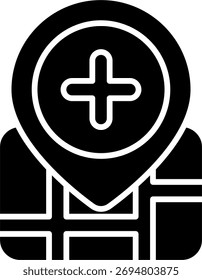 Adicione design de vetor de localização em estilo moderno, pin mapa e conceito de marcador de destino, ilustração de navegação GPS. Ícone de Glifo