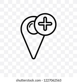 Add Location vector linear icon isolated on transparent background, Add Location transparency concept can be used for web and mobile