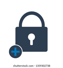 Add Lock icon with add marks,safety lock icon 