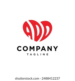 ADD love shape logo icon vector