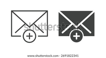 Add Mail Icon. Line and glyph solid icon