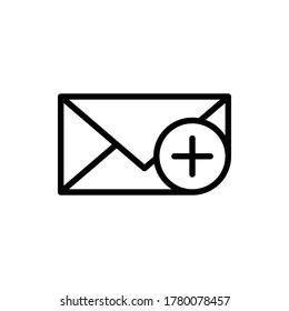 Añadir un vector de logotipo de icono de correo aislado. Juego de iconos de correo electrónico y de negocios. Stroke editable y Pixel Perfect.