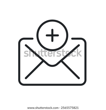 Add mail thin line icons. Perfect pixel on transparent background