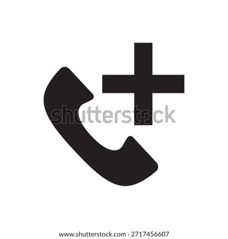 Add or make new phone call solid vector icon.