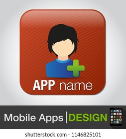 add male user - Vector social network button. Users icon design element