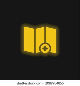 Añadir al mapa icono de neón brillante amarillo