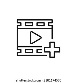 Add, merge or join video icon line style isolated on white background. Vector illustration