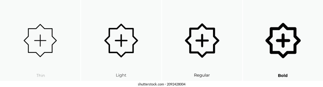 add mode icon. Thin, Light Regular And Bold style design isolated on white background