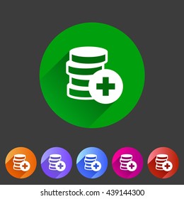 Add money coins wallet icon flat web sign symbol logo label