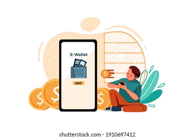 Add Money to wallet Vector Illustration concept. Flat illustration isolated on white background.