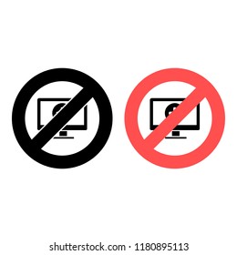 Add a monitor ban, prohibition icon. Simple glyph vector of technology for UI and UX, website or mobile application on white background