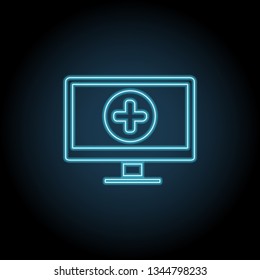 Add a monitor neon glow icon. Simple thin line, outline vector of Technology icons for UI and UX, website or mobile application