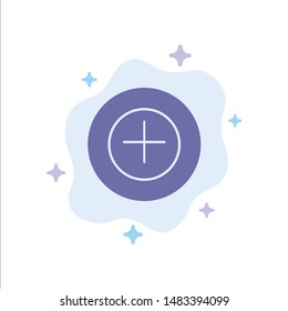 Add, More, Plus Blue Icon on Abstract Cloud Background