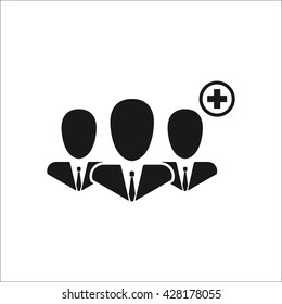 Add multiple users sign simple icon on  background