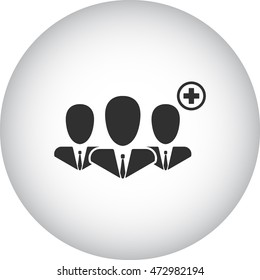 Add multiple users sign simple icon on  background