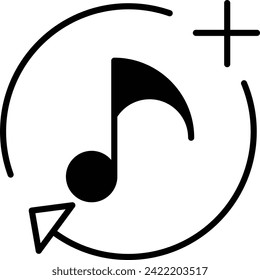 Add music solid glyph vector illustration