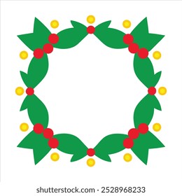 Add a natural touch to your holiday designs with this festive frame of neatly arranged green leaves. Perfect for invitations, seasonal decor, and digital artwork.