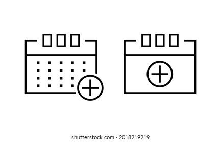 Add new appointment on calendar. Calendar with plus icon. Illustration vector