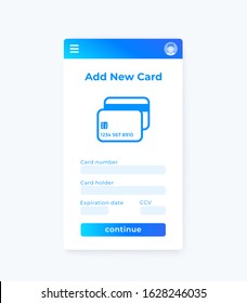 Add new card, vector mobile ui