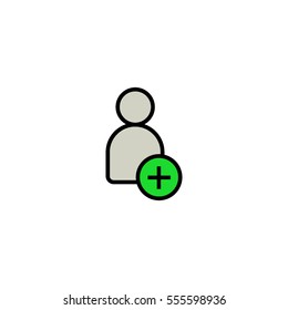 Add new contact flat line icon