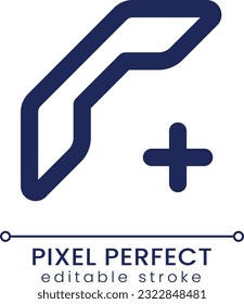 Add new contact pixel perfect linear ui icon. Group call. Telephone receiver and plus. GUI, UX design. Outline isolated user interface element for app and web. Editable stroke. Poppins font used