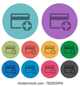 Add new credit card darker flat icons on color round background