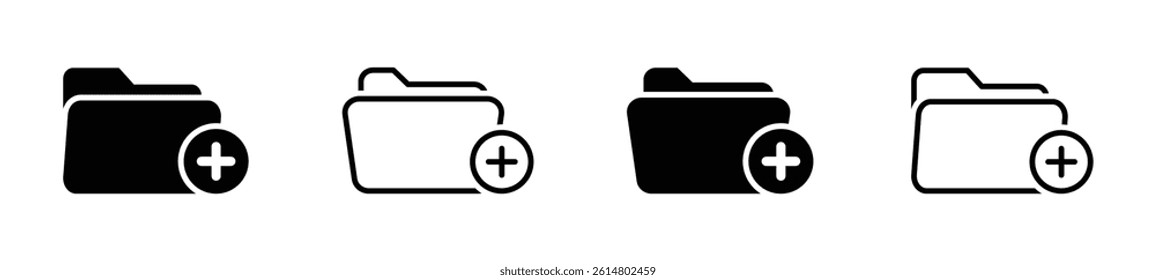 Add new directory flat color icons set. Add folder icon
