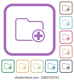Add new directory simple icons in color rounded square frames on white background