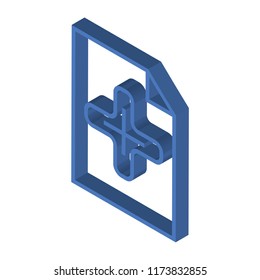Add new document isometric left top view 3D icon