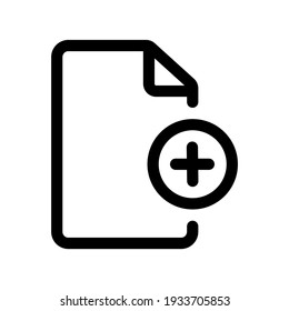 Add new document outline icon isolated on white background