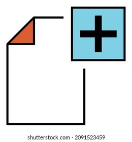 Add new document page workspace tab form archive sheet icon with blue and orange color vector design symbol illustration