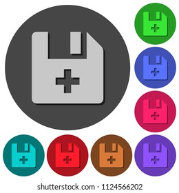 Add new file icons with shadows on color round backgrounds for material design