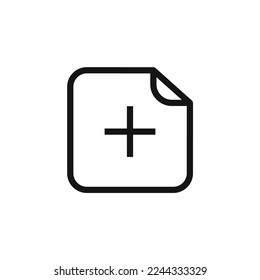 Añadir un nuevo icono de línea de archivo aislado en fondo blanco. Icono delgado plano negro sobre el estilo de contorno moderno. Símbolo lineal y trazo editable. Ilustración vectorial de trazo simple y de píxel perfecto. 